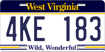 WV license plate 4KE183