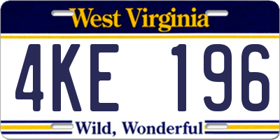 WV license plate 4KE196