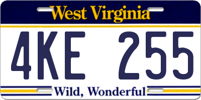 WV license plate 4KE255