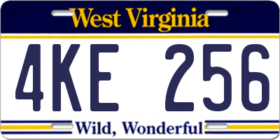 WV license plate 4KE256