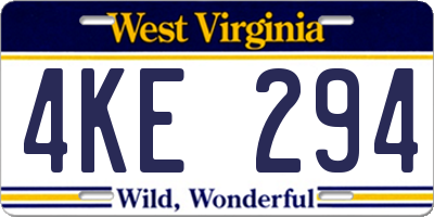 WV license plate 4KE294