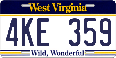 WV license plate 4KE359
