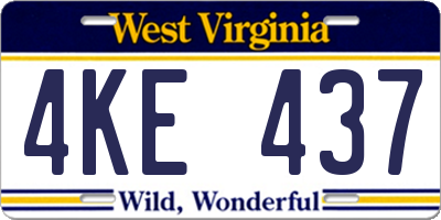 WV license plate 4KE437