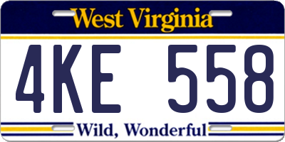 WV license plate 4KE558