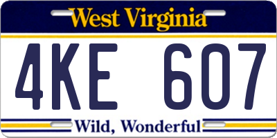 WV license plate 4KE607
