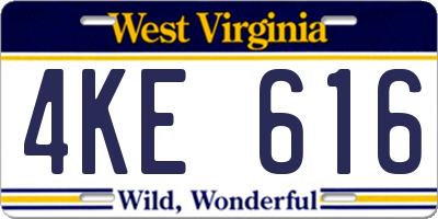 WV license plate 4KE616
