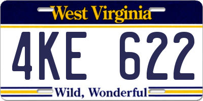WV license plate 4KE622