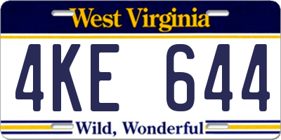 WV license plate 4KE644