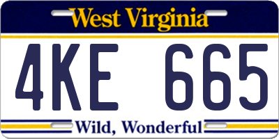 WV license plate 4KE665