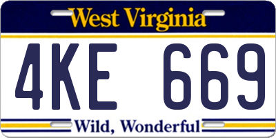 WV license plate 4KE669