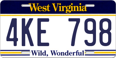 WV license plate 4KE798