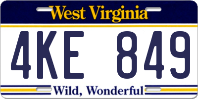 WV license plate 4KE849