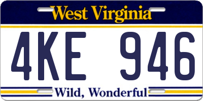WV license plate 4KE946