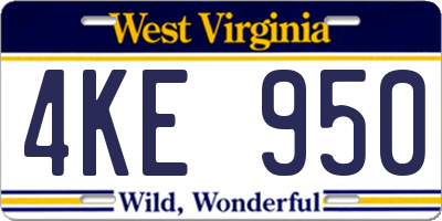 WV license plate 4KE950