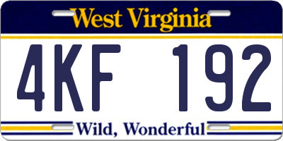 WV license plate 4KF192