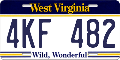 WV license plate 4KF482