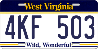 WV license plate 4KF503