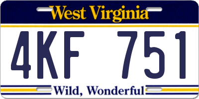 WV license plate 4KF751