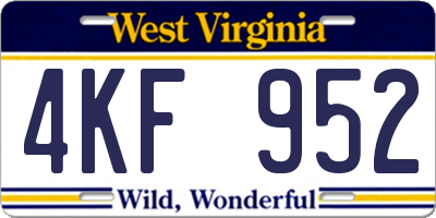 WV license plate 4KF952