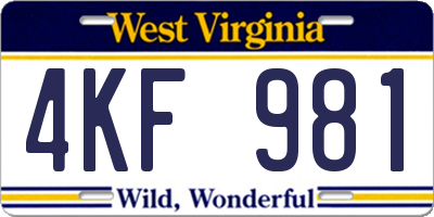 WV license plate 4KF981