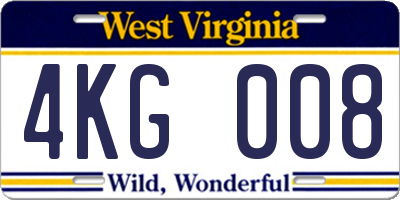 WV license plate 4KG008