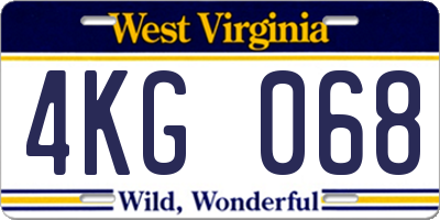 WV license plate 4KG068