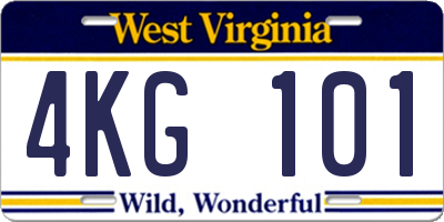 WV license plate 4KG101