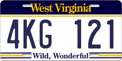 WV license plate 4KG121
