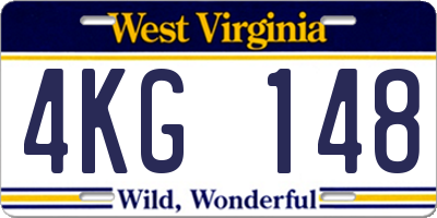 WV license plate 4KG148
