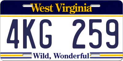 WV license plate 4KG259