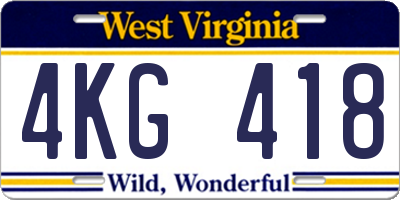 WV license plate 4KG418