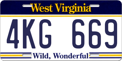 WV license plate 4KG669