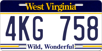 WV license plate 4KG758