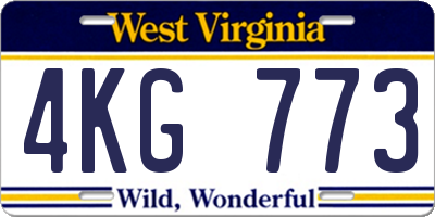 WV license plate 4KG773