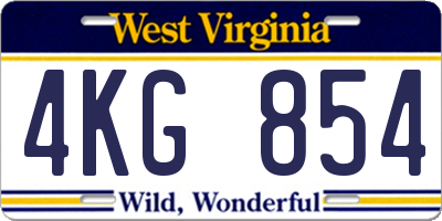 WV license plate 4KG854