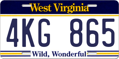 WV license plate 4KG865