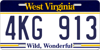 WV license plate 4KG913