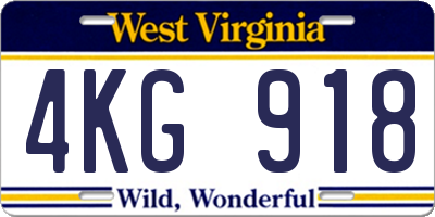 WV license plate 4KG918