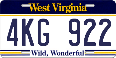 WV license plate 4KG922