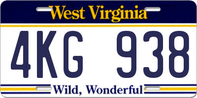 WV license plate 4KG938