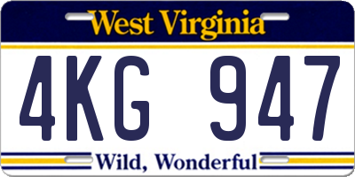 WV license plate 4KG947