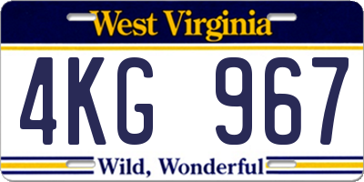 WV license plate 4KG967
