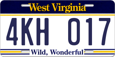 WV license plate 4KH017