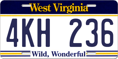 WV license plate 4KH236