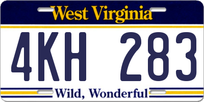 WV license plate 4KH283