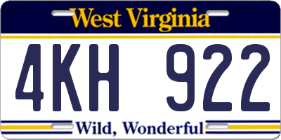 WV license plate 4KH922