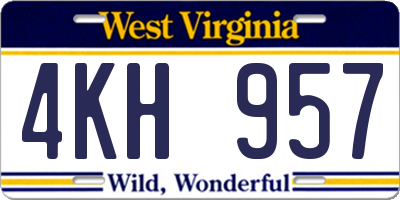 WV license plate 4KH957