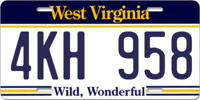 WV license plate 4KH958