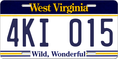 WV license plate 4KI015