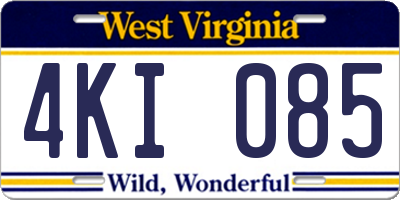 WV license plate 4KI085